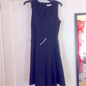 NWT Calvin Klein Black Belted Eyelet Dress